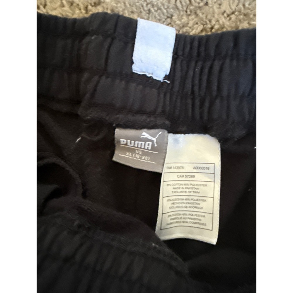 Puma Kids Black Athletic Sweatpants XL (18-20) Side Stripe Wide Leg - Picture 4 of 5